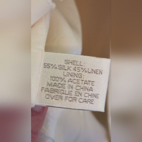 Express 11/12 Cream Lngslv Pockets Lined 55%SILK 45%LINEN Buttons Women Jacket - Picture 5 of 9